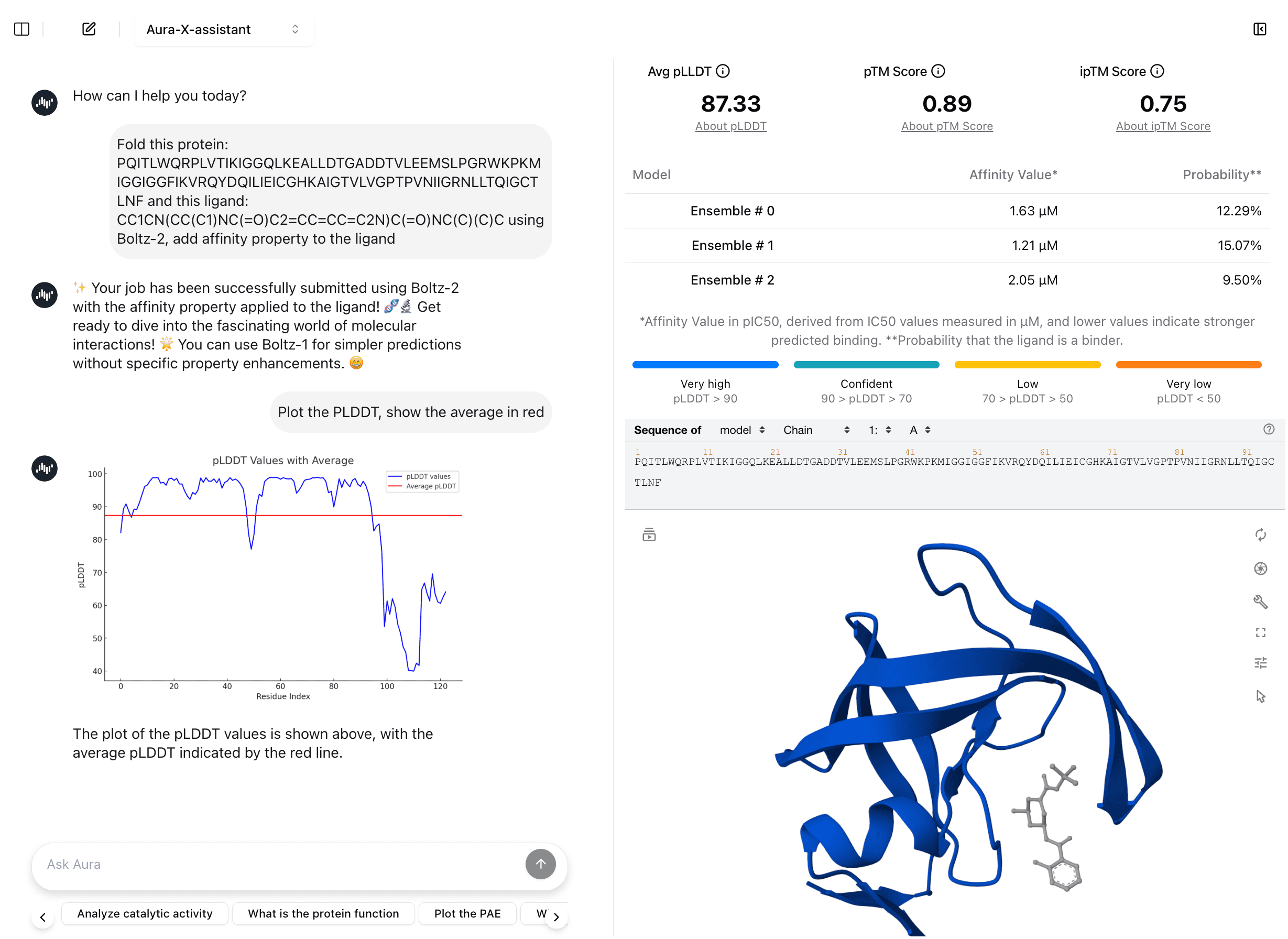 Boltz-2 is now live in Aura, predict structure and affinity